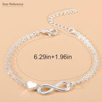 Silver Bracelet for Women, Adjustable Layered Charm Chain Bracelets, Dainty Fashion Jewelry Gifts for Her