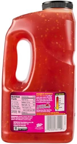 Frank's RedHot Sweet Chili Sauce, 0.5 gal - One Half Gallon Bulk Container of Sweet Chili Hot Sauce for Wings, Pizza, Sandwiches, Stir Fry, and More