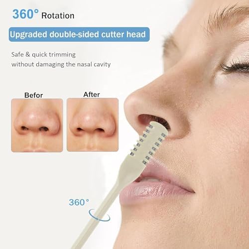 Hannahcos 5Pcs 2-in-1 Nasal Hair Cutter, 2024 New Double Sided Nose Hair Knife, Nostril Hair Remover Tool, Portable Manual 360° Rotating Nose Hair Trimmer with for Women Men, Beige