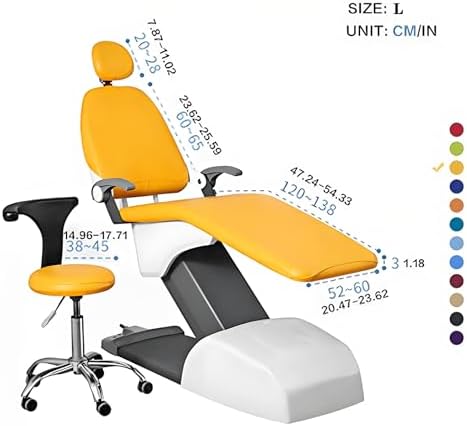5Pcs Set Dental Chair Covers Thickened PU Leather Non Slip Elastic Waterproof Protective Full Dental Chair Cover with Dental Chair Foot Seat Cover(Color:F,Size:L)