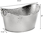 Frcctre 3 Gallon/12L Stainless Steel Beverage Tub, Large Galvanized Ice Bucket with Handles, Hammered Metal Drink Bucket Drink Chiller Champagne Buckets for Parties Weddings