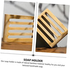Cabilock 2pcs Bamboo Soap Dish Set Self-draining Soap Holder for Bathroom Kitchen Natural Ventilated Design for Bar and Sponges Compact