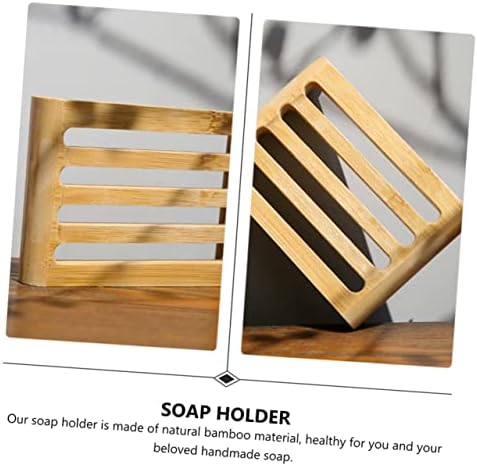 Cabilock 2pcs Bamboo Soap Dish Set Self-draining Soap Holder for Bathroom Kitchen Natural Ventilated Design for Bar and Sponges Compact