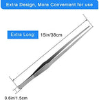 Aquarium Tweezers Extra Long 15 inches, Luxiv Stainless Steel Straight and Curved Tweezers 38cm Extra Long Tweezers for Fish Tank Plant Aquascape Tools, Feeding Tongs
