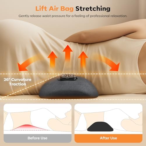 Smooth Triple Fusion 3-in-1 Lumbar Pillow Back Massager with Heat, Vibration & Traction – Rechargeable Cordless for Deep Tissue Pain Relief & Relaxation at Home & Office – Gift Idea