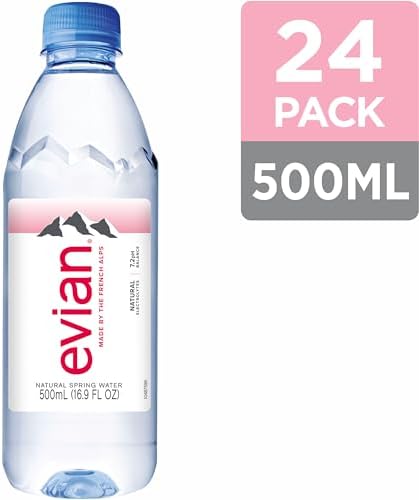 evian Natural Spring Water, PH Balanced with Natural Electrolytes, 16.9fl oz./500mL Bottles (pack of 24)