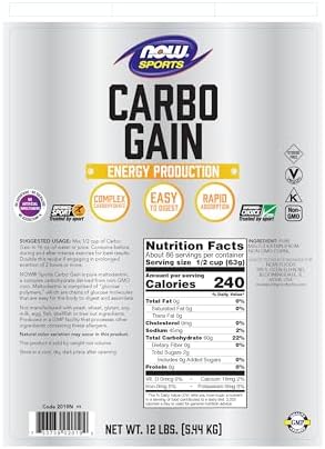 NOW Foods Sports Nutrition, Carbo Gain Powder (Maltodextrin), Rapid Absorption, Energy Production, 12-Pound