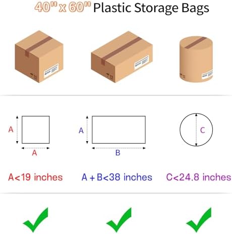 40" x 60" Extra Large Clear Plastic Storage Bags, 4 Pack Huge Waterproof Storage Bags with 4 Ties for Luggage, Suitcase, Furniture, Chair, Mini Bike, Holiday Decoration