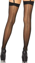 Leg Avenue Women's Contrast Top Cuban Heel Backseam Stockings