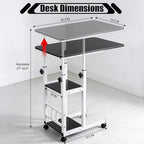 Adjustable C Table,Over Bed Table with Wheels,Rolling Side Table, Over Bed Table with Wheels, Bedside Table, for Sofa Side Small Space, Stable Multi Storage Desk, Black
