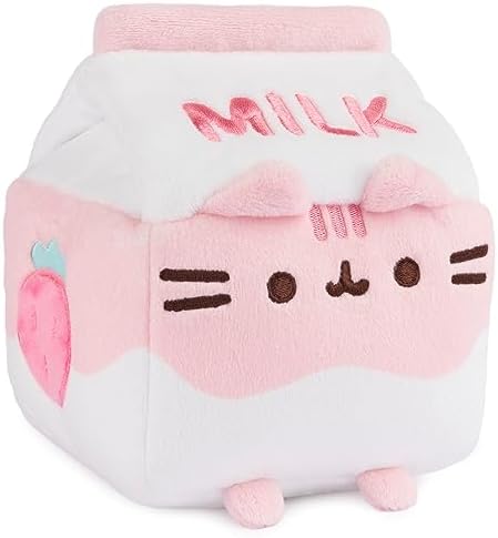 GUND Pusheen Strawberry Milk Plush Cat Stuffed Animal for Ages 8 and Up, Pink/White, 6”
