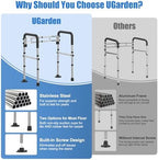 Upgraded Toilet Safety Rails 380LBS, Stainless Steel Toilet Rail Frame, Adjustable Stand Alone Toilet Support with Non-Slip Grips & Suction Cups,Tool-Free Assembly, Fits for Elderly/Disabled