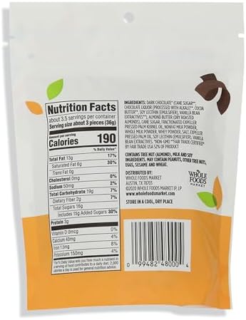 365 by Whole Foods Market, Mini Dark Chocolate Almond Butter Cups, 4.7 Ounce