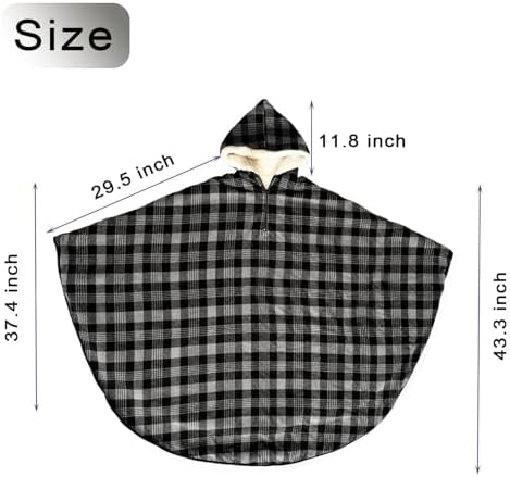 Wheelchair Warmer Blanket, Semi Wrapped Wheelchair Warmer Blanket Adults with Hat, Suitable for Most Adults,Black
