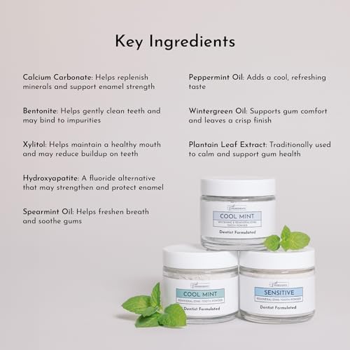 Remineralizing Tooth Powder – Fluoride-Free Oral Care – Gently Cleans & Whitens – Supports Strong Teeth & Fresh Breath – Vegan, Non-GMO, Made with Real Food Ingredients (Regular, Remineralizing)