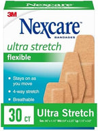 Nexcare Comfort Flexible Fabric Adhesive Bandages, Assorted Sizes, Latex-Free, 30 Count (Pack of 4)