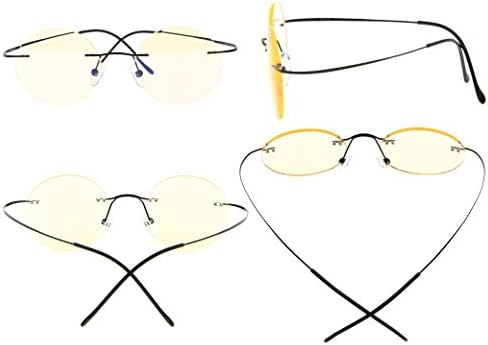 Eyekepper Titanium Rimless Orange Tinted Lenses Computer Reading Glasses Readers Men Women
