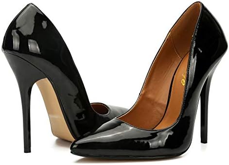 Enelauge Women's Stiletto Pointed Toe Slip On High Heel Zapatos Ladies Wedding Party Pumps Plus Size