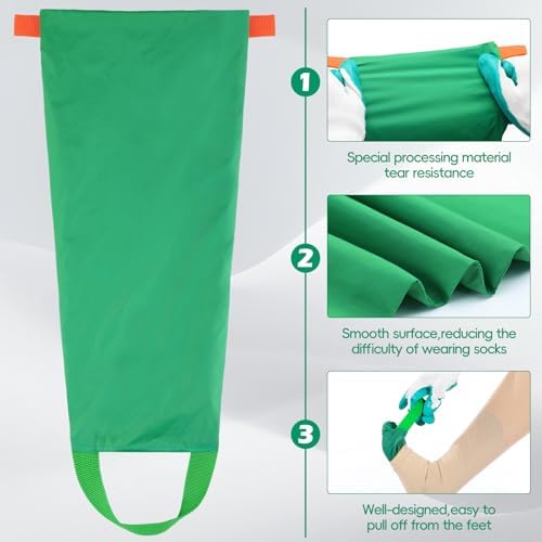 Vicenpal 2 Pcs Sock Aid Device for Putting on Socks Slide Compression Stocking Helper Tool Assist Device Compression Donning Gloves for Seniors Elderly Women
