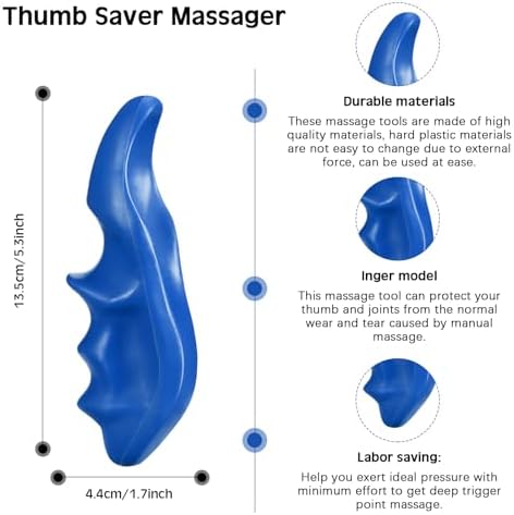 Nuanchu 2 Pcs Blue Thumb Saver Massage Tool Deep Tissue Massager for Pressure Reflexology Professional Neck Shoulder Back Foot Stress Relief