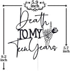 Black Glitter Death to My Teen Years Cake Topper, Old English Gothic Birthday Décor, Funeral Farewell Sweet Youth Themed 20th Birthday Party Decorations Supplies