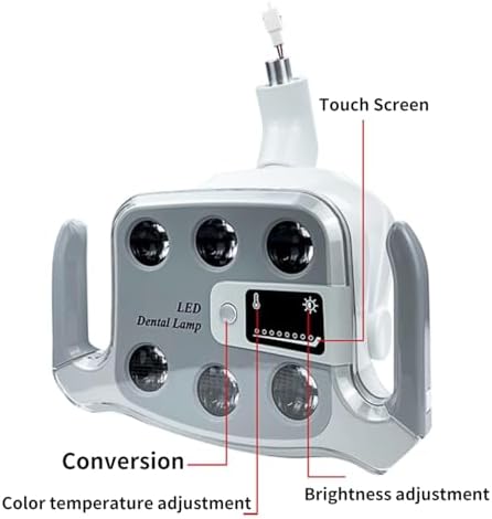 Digital Dental Oral Exam Light, Adjustable Color Temperature LED Shadowless Lamp with LCD Display, 6 LEDs, φ22mm Joint, 9W, 1.8kg, for Dental Chair and Oral Surgery