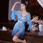 SINMIUANIME Women's Sexy Cosplay Japanese Kimono Traditional Style Yukata Printed Pajamas Costumes