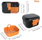 ARGOMAX Leak Proof Denture Bath Cup, Portable Soaking Denture Box, Denture Bath Case with Strainer, for Dentures and Braces (Black + Orange).