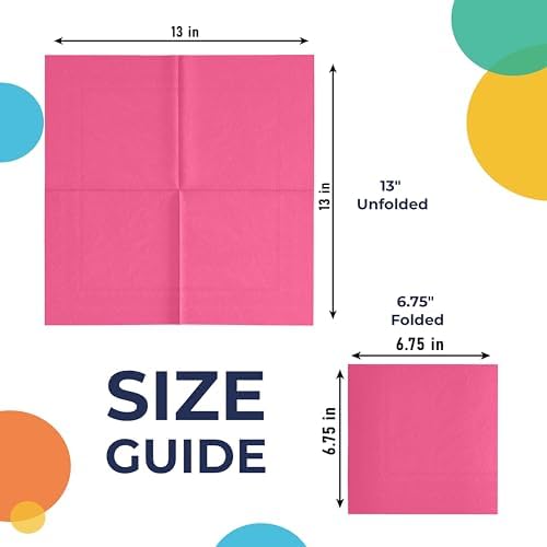 Party Solids Hot Pink Napkins Disposable Everyday 100 Pcs 2 Ply Hot Pink Dinner Napkins Bulk For Parties & Party Supplies