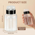3Pcs 200ML/6.8oz Clear Plastic Push Down Nail Polish Remover Pump Dispenser with Flip Cap Manicure Clean Pump Bottles Makeup Liquid Cosmetic Storage Container Dispensers Vial
