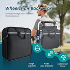 Wheelchair Backpack Bags, Wheelchair Accessories Bag with Cup Holder, Large Storage Pouch Bag with Reflective Stripe and Shoulder Strap for Electric Wheelchair, Mobility Scooter, Manual Wheelchair