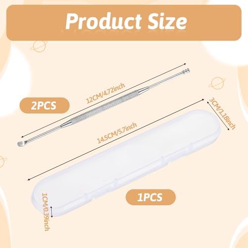 2 Pack Steel Ear Pick Ear Spoon Earwax Remover Spoon Ear Cleaner Ear Scraper Scratcher Stainless Steel Ear Cleaning Tool with Storage Box