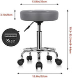KKTONER Round Rolling Stool Chair PU Leather Height Adjustable Swivel Drafting Work SPA Shop Salon Stools with Wheels Office Chair Small (Gray)