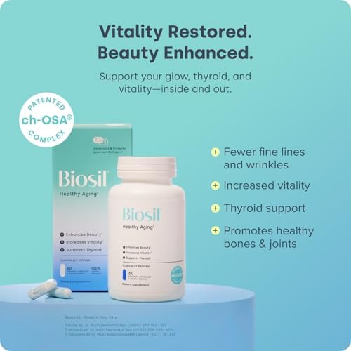 Biosil Healthy Aging - 60 Capsules - Beauty, Vitality & Thyroid Support - with Patented ch-OSA & Selenium - 30-Day Supply