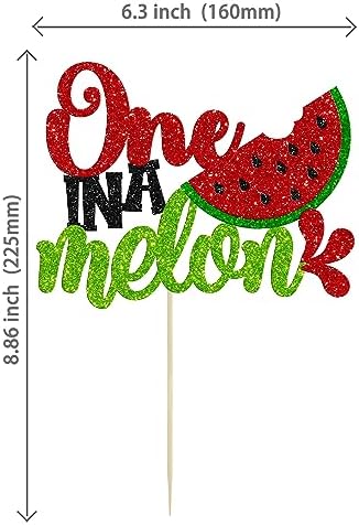 Gyufise Watermelon 1st Birthday Cake Topper Glitter One in a Melon Cake Pick for Summer Fruit Themed First Birthday Baby Shower Kids Party Decorations Red