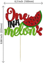 Gyufise Watermelon 1st Birthday Cake Topper Glitter One in a Melon Cake Pick for Summer Fruit Themed First Birthday Baby Shower Kids Party Decorations Red