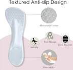 2 Pairs 3/4 Gel High Heel Insoles and 2 Pairs Heel Pads for Shoes, Self-Adhesive Arch Support. Relieves Foot Pain, Fits Pumps, Sandals, Dress Shoes, Flats, Sneakers (Clear, Women's 5-9)