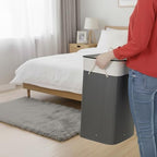 Relaxdays Laundry Basket with Lid, Bamboo, 80 Litres, Foldable Laundry Hamper, H x W x D: 60 x 40 x 30 cm, Grey