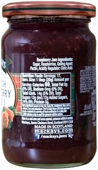 Mackays Scottish Raspberry Preserve Jam 340gm (Pack of 2)| Imported from Scotland | Made with Whole Fruits | Vegan | Gluten-Free | No Artificial Colors or Preservatives