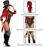 Leg Avenue Women's 2 PC Ravishing Ringmaster Costume Womens Halloween Costumes with Attached Velvet Tail Coat, and Top Hat