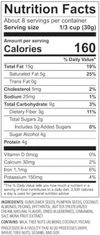 NuTrail Nut Granola Cereal, Blueberry Cinnamon, No Sugar Added, Keto, Low Carb, Gluten Free, Grain Free, Healthy Breakfast 8 oz. 1 Count