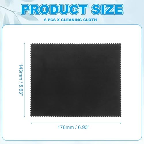 PATIKIL Glasses Cleaning Cloth 7" x 5.6", 6 Pcs Eyeglasses Polishing Cloth Soft Wipe Screen for Camera Lens Eyeglasses Screens Smart Devices, Black