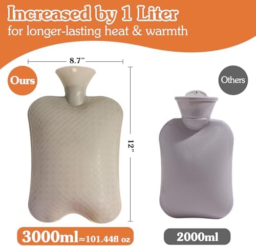 3L Extra Large Hot Water Bottle with Soft Plush Cover & Hand Pocket, Hot Cold Therapy Pack for Pain Relief, Long Lasting Warmth for Bed & Feet Pink