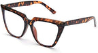 ZUVGEES Womens Chic Oversized CatEye Blue Light Blocking Reading Glasses Big Eyeglass Frames Large lens Computer Readers