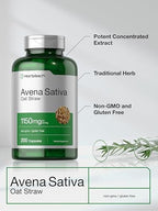 Horbäach Avena Sativa Extract | 200 Capsules | Oat Straw Extract | Non-GMO, Gluten Free