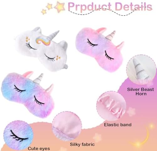 Sleep Mask for Kids Girls,3Pack,Unicorn Sleep Mask,Cute Animal Eye Mask for Princess Sleeping,Night Blindfold Bed Eye Covers