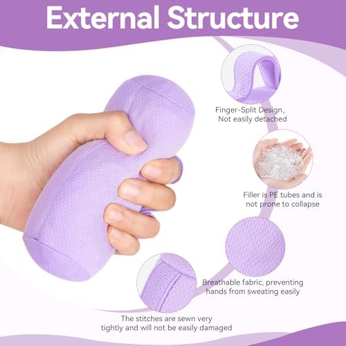 Purple Palm Protectors & Finger Grips – Hand Contracture Cushions, Finger Splitters & Grip Strengthener Pad for Elderly, Stress Relief, Sweat Resistant & Washable, 2 Pcs, Small Size 5CM