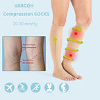 VARCOH Compression Socks for Women,Compression socks Men (S-4XL) Wide Plus Size Compression Socks 20-30 mmHg Knee High Open Toe, Best for Improve Varicose Veins,Leg Blood Circulation