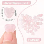 OLYCRAFT 32pcs 12mm Natural Rose Quartz Heart Shape Carved Pink Quartz Beads with Hole Gemstone Loose Beads Strands for Necklace Bracelet Earring DIY Jewelry Making