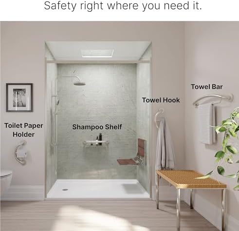 HEALTHCRAFT Plus 2-in-1 Toilet Paper Holder and Grab Bar (14 Inch) | ADA Compliant Safety Grab Bar for Seniors, Wall-Mounted, Supports Up to 500 lbs, Polished Chrome